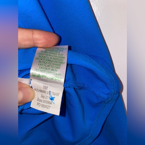 Lilly Pulitzer Luxletic Hutton Long Sleeve Ruffled Polo Shirt in Blue Size Small - Picture 5 of 10